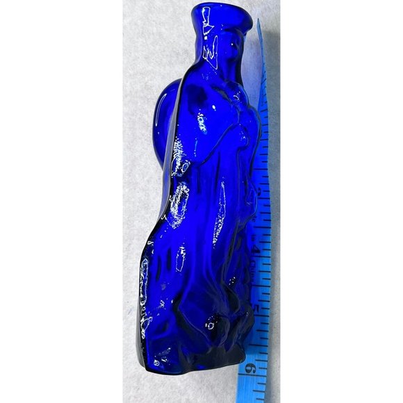 Cobalt Blue Mary Bottle Holy Water Blown Glass 5 3/4 inches - Picture 11 of 11